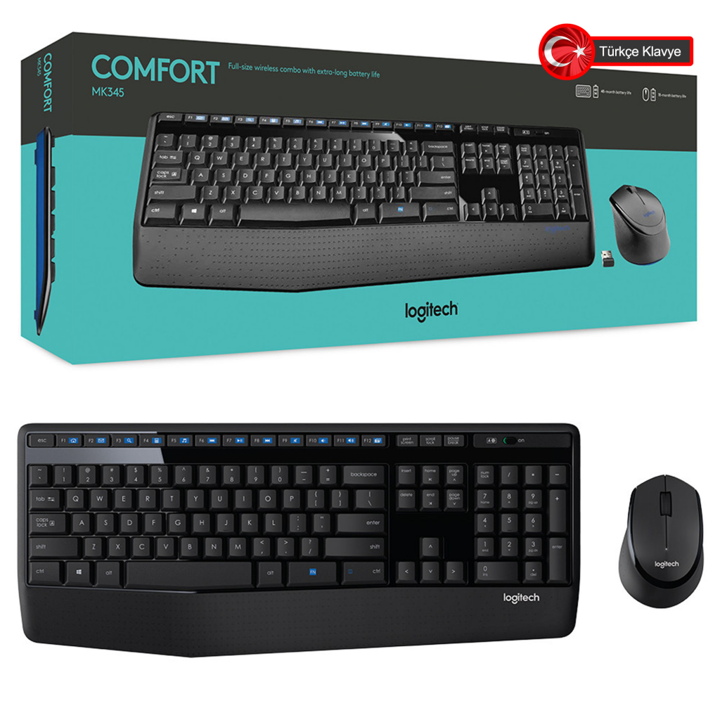 Logitech MK345 Klavye Mouse Set Kablosuz Siyah 920-006514