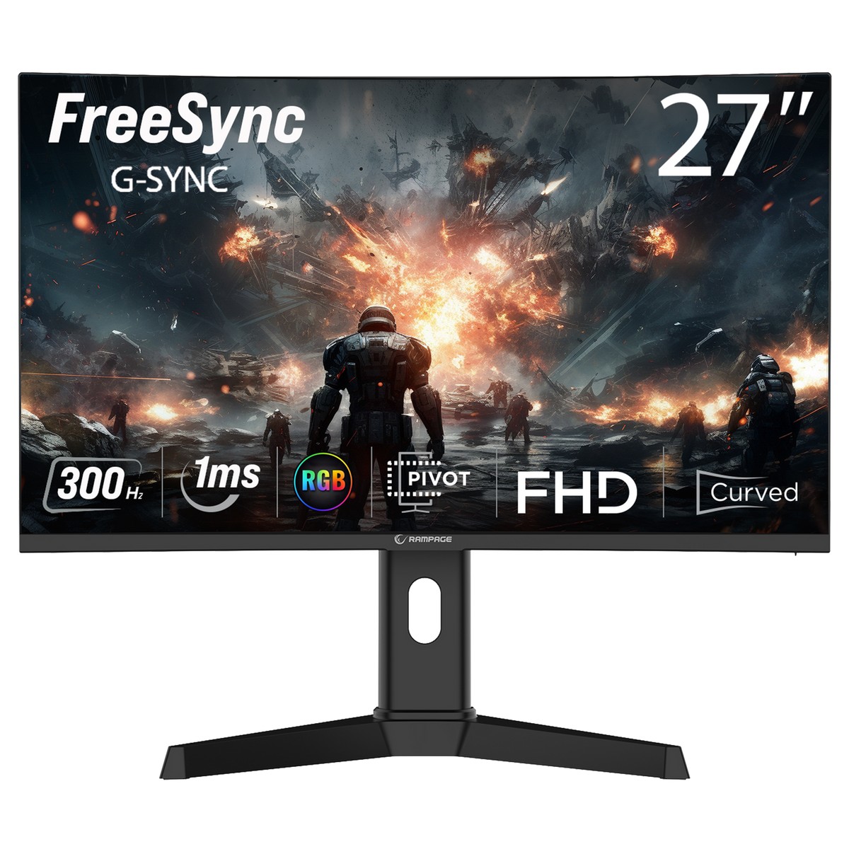 Rampage 27" DROP DR27C300F Fast VA 1ms  Pivot R1500 Curved FHD Oyuncu Monitörü