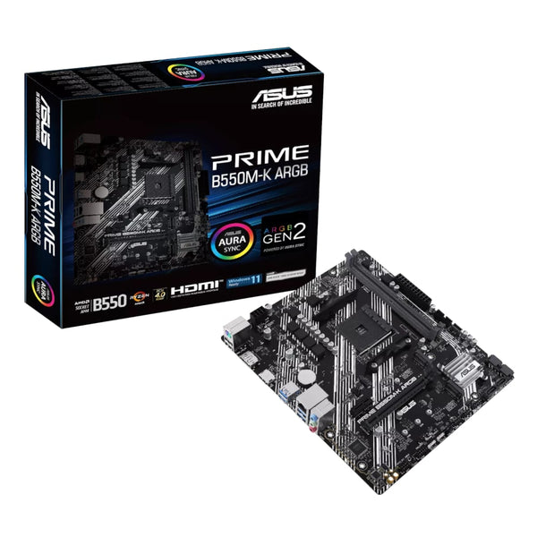 ASUS PRIME B550M-K ARGB AMD AM4 DDR4 4866 DP HDMI Çift M2 USB3.2 AURA RGB mATX