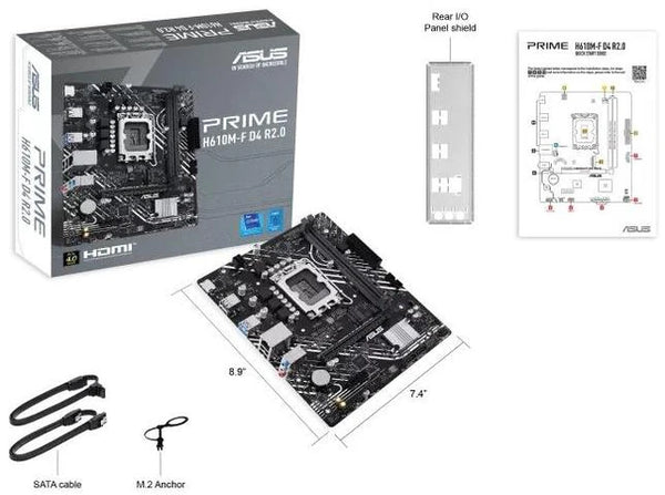 Asus PRIME H610M-F D4 R2.0 Intel 1700p DDR4 3200 HDMI M2 USB3.2 mATX